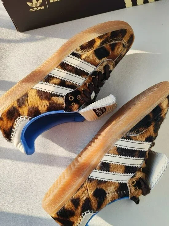 Women's Adidas x Wales Bonner Samba Leopard Print Pony Sneakers - Picture 3 of 9